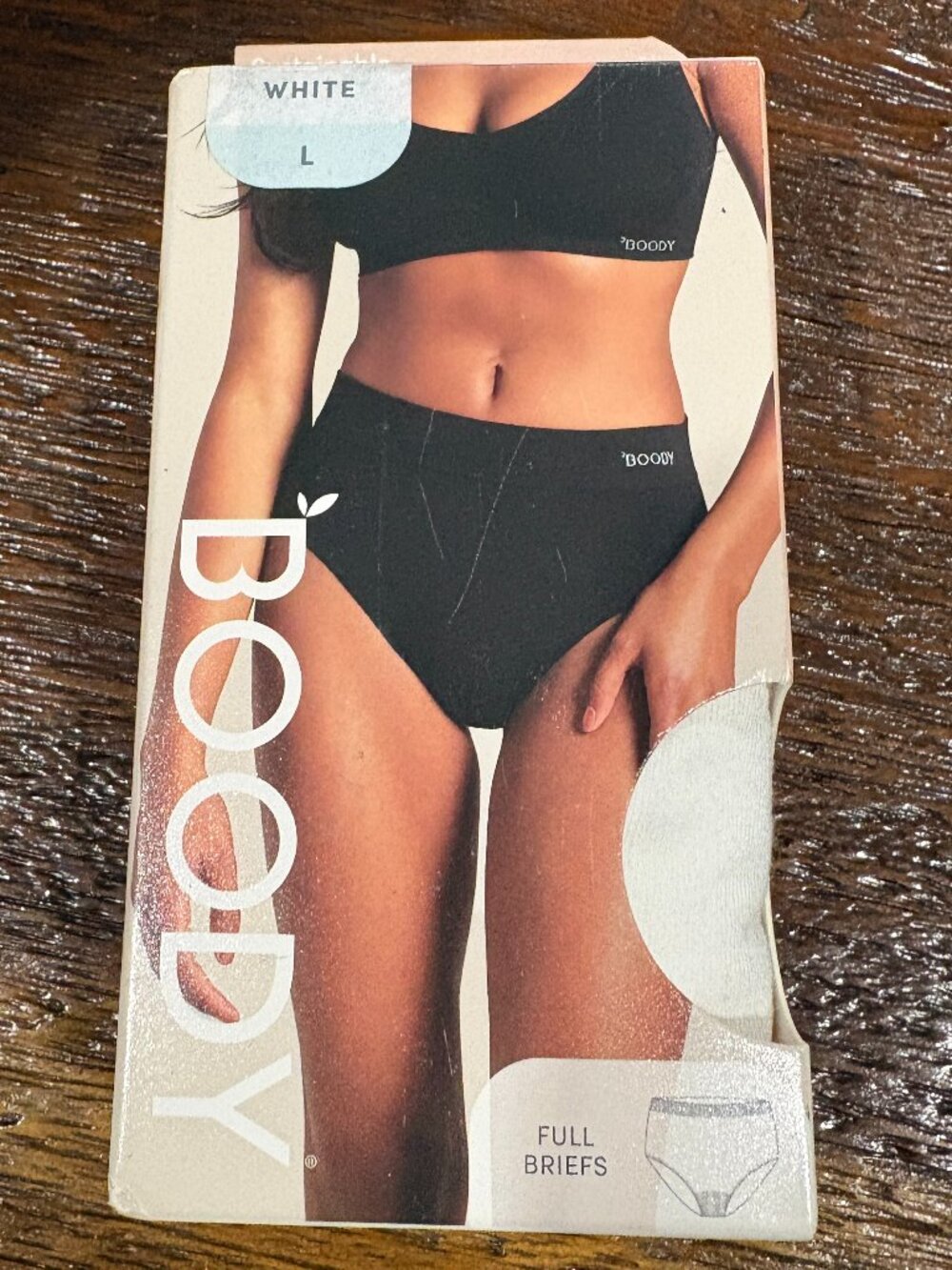 Boody Ladies Briefs Underwear Panty sz L White Bamboo Organic NEW